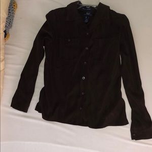 Nice brown sued long sleeve button up blouse